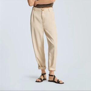 Everlane Relaxed Chino Pants in Bone Barrel Leg Cropped